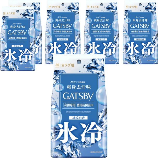 GATSBy 體用抗菌濕巾超值包 冰涼皂香, 210g, 6包
