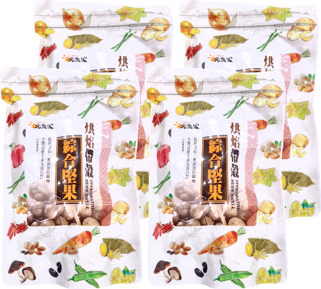 元氣家 烘焙帶殼綜合堅果 低溫烘焙, 200g, 4包