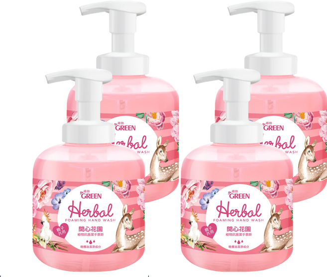 GREEN 綠的 植物抗菌潔手慕斯 開心花園, 400ml, 4瓶
