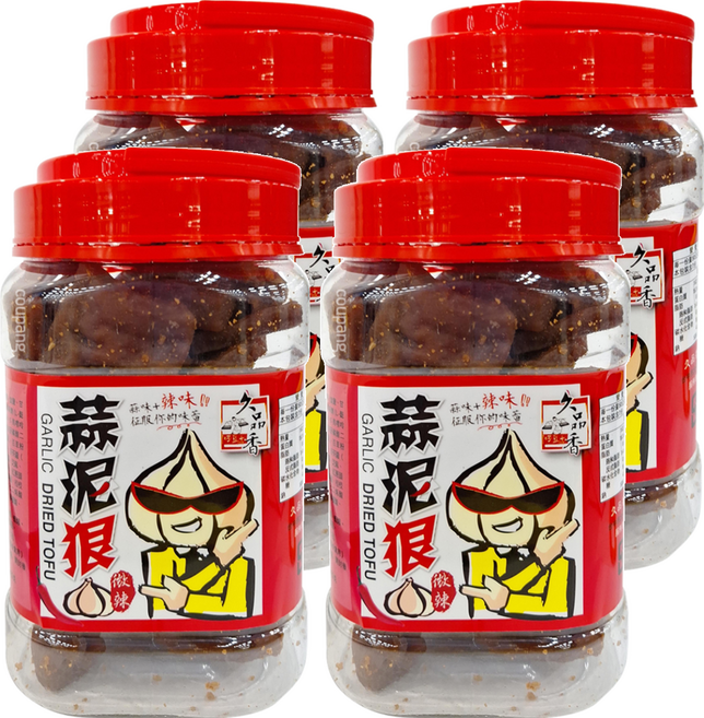 久品香 蒜泥狠豆乾 微辣, 350g, 4罐