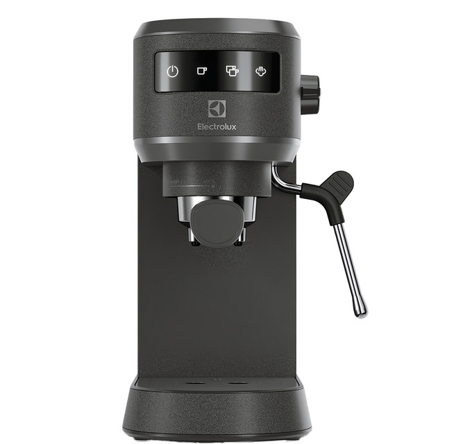 Electrolux 伊萊克斯 半自動義式咖啡機 E5EC1-51MB 珍珠黑 觸控介面款 20 Bar高壓萃取 穩固強勁蒸氣 14cm窄型設計, 黑色