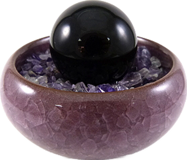 advance jewel 寶峻晶石館 黑曜石球碎石聚寶盆, 紫水晶碎石