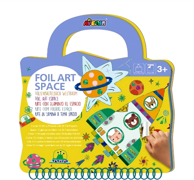 AVEnIR DIY 手工箔藝貼畫 兒童創意玩具, 1本, 太空人 多色