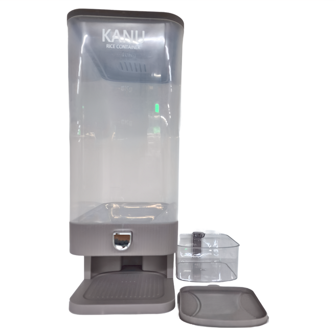 KANU KITCHEN 透明按壓式米桶 淨重1.6kg 10kg, 1個, 淺咖色