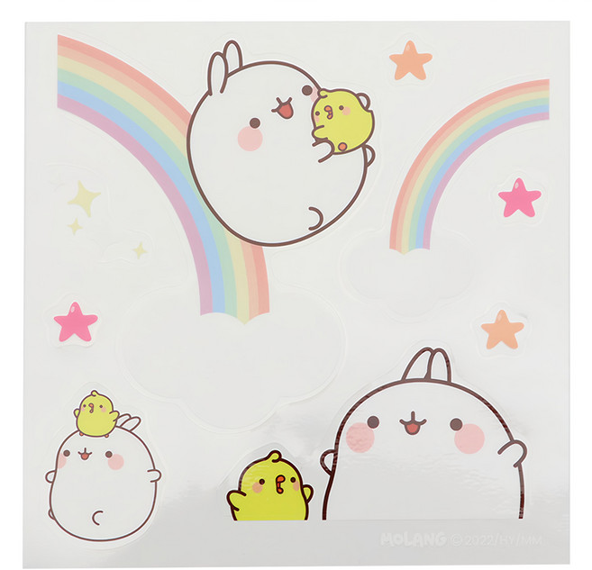 MOLANG 萌浪兔 防水貼紙, 彩虹, 1個