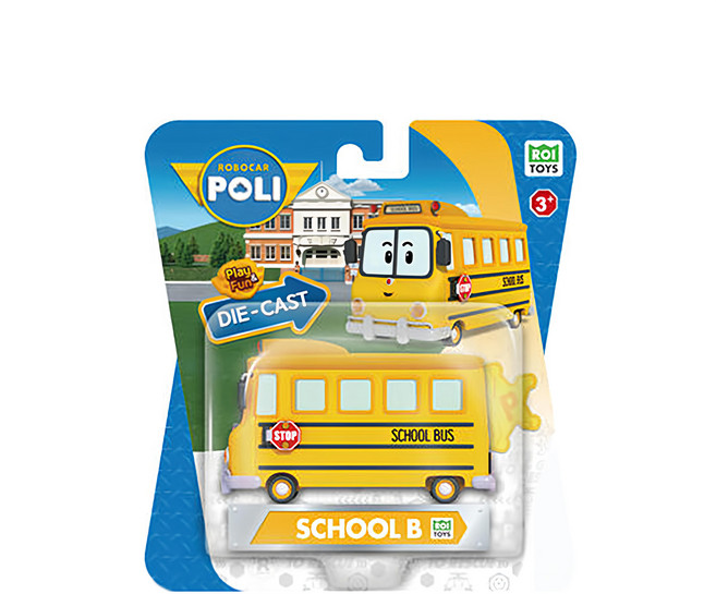ROI TOYS POLI 波力 合金車, 校車哥哥 黃色, 1盒