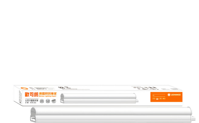 OSRAM 歐司朗 朗德萬斯 星皓LED支架燈1尺 5W 自然色, 日光, 1入
