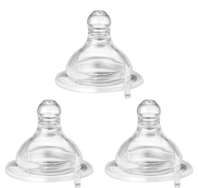 PiYOPiYO 黃色小鴨 媽咪乳感防脹氣寬口徑奶瓶用奶嘴 3入 模擬媽咪乳感 自然彈性與伸展 減少乳頭混淆, 6個月以上