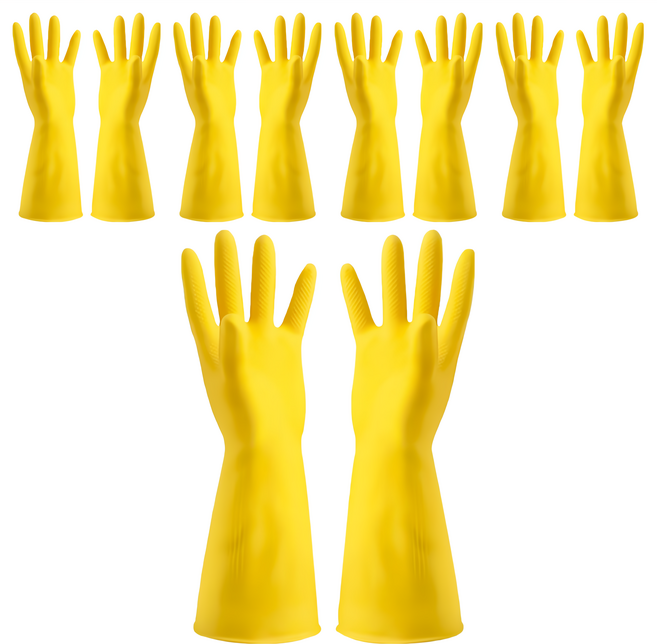 小麥購物 牛津乳膠手套 G774 67g, 黃色, 大(L), 5雙