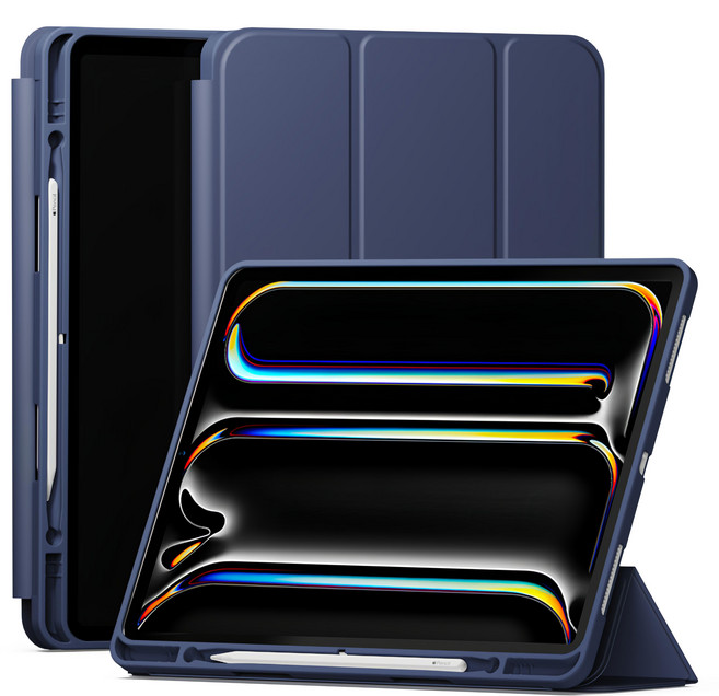 SINJIMORU Sinjifolio 附Apple Pencil收納槽智慧型平板保護套, 海軍藍, 1個