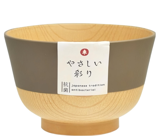 木紋抗菌輕便湯碗 日本製, 棕色, 1個