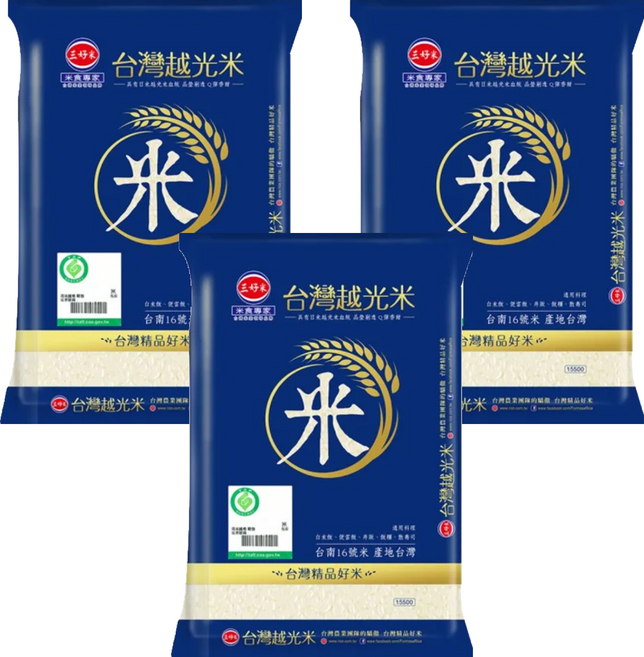三好米 履歷台灣越光米, CNS一等, 1.5kg, 3包