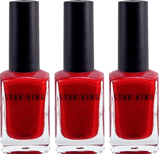 STAR KING 星之冠 經典指甲油, 001 大紅, 15ml, 3瓶