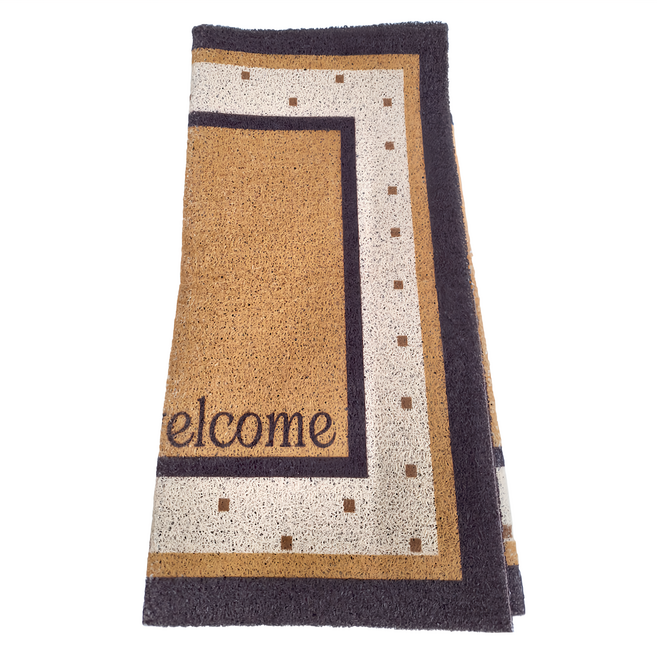 刮泥踏墊 60 x 90cm 咖點點Welcome 1個, 咖色點點
