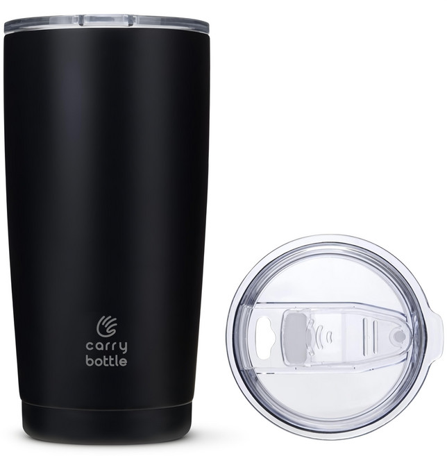 carry bottle Standard系列 不鏽鋼保溫隨行杯 600ml, 黑色, 1個