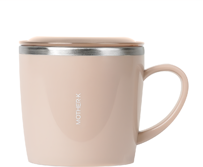 MOTHER-K 輕奢不鏽鋼含蓋兒童訓練杯 250ml 適用年齡2歲以上, 暖陽棕, 1個