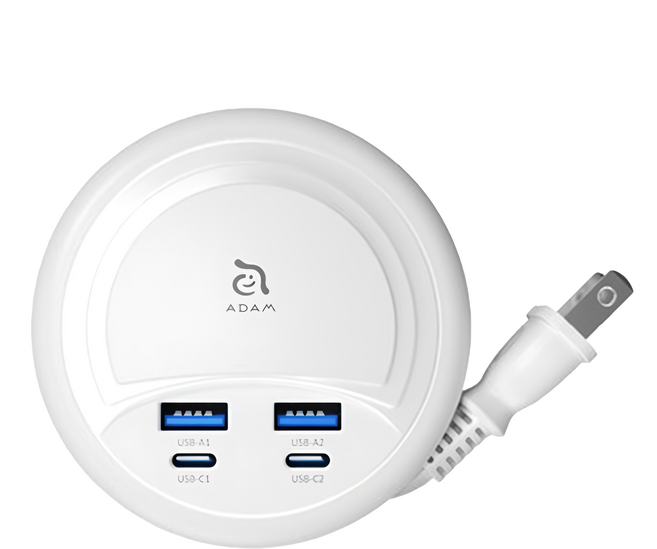 ADAM elements 亞果元素 OMNIA G35 GaN 35W 四孔電源供應器 智慧分流 全電壓100V-240V 延長線繞捲式收納, White, 1個