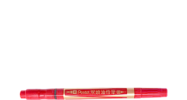 Pentel 飛龍文具 雙頭油性筆 紅色 粗細雙筆頭 N75W-B, 12支