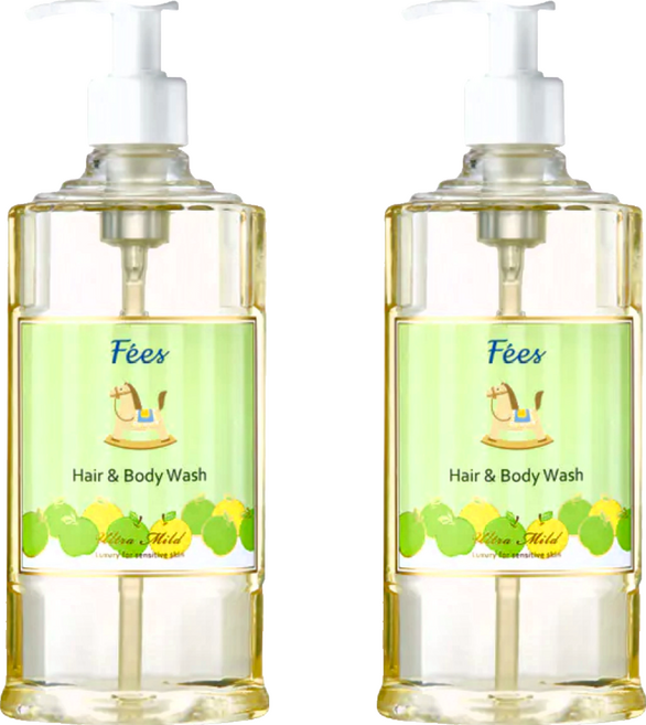 Fees BEBE 嬰兒柔護洗髮沐浴精 蘋果香, 600ml, 2瓶