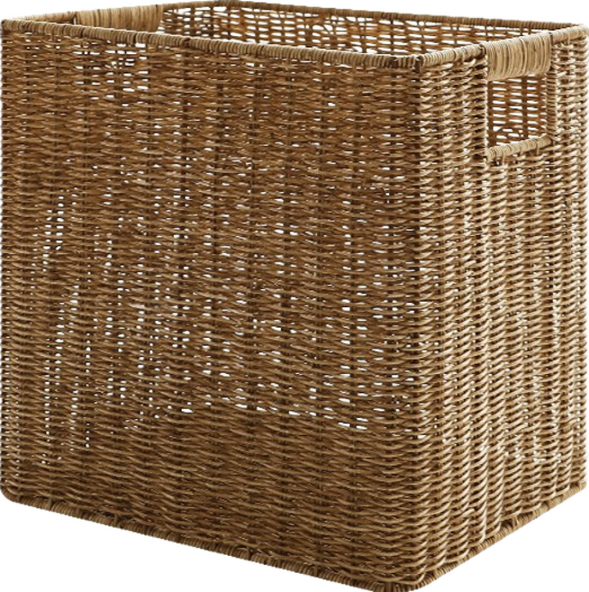 NATURE LIVING DAISY GARDEN 藤編收納籃 手工製作 容易拿取的兩側握把 防止變形的堅固鋼架, 1個, 咖啡色