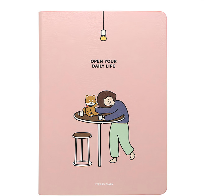 PINKFOOT 女孩狗狗圖案手帳本, 粉色, 1本