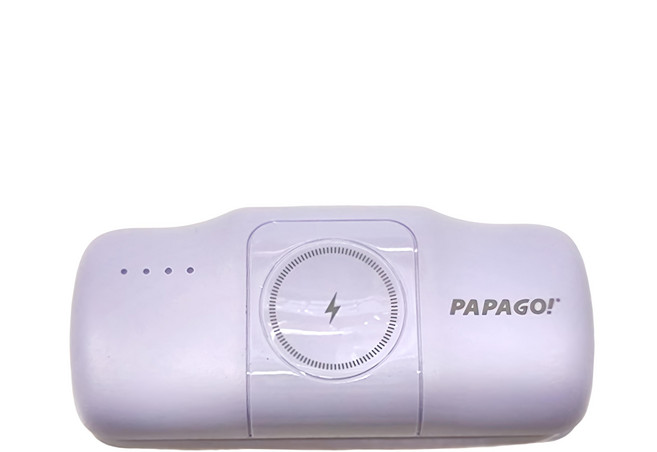 PAPAGO 隨行膠囊行動電源 5000mAh 嵌入式USB-C線 iPhone充電器 支援全系列蘋果手錶無線充電, PBF16, 紫色