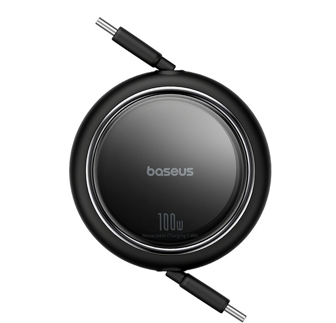Baseus 倍思 Free2Draw 最新型 Type C 100W 超高速捲盤充電線, 1個, 1m, 宇宙黑