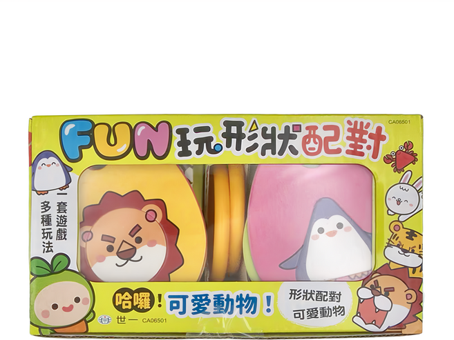世一文化 FUN玩形狀配對：哈囉！可愛動物！, 混和顏色, 1套