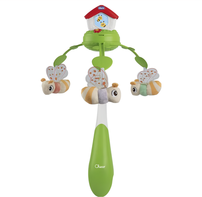 chicco 蜜蜂投射旋轉床頭音樂鈴 0個月以上適用, 多色, 1個