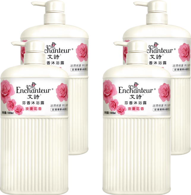 Enchanteur 艾詩 芬香沐浴露 浪漫花香, 1L, 4瓶