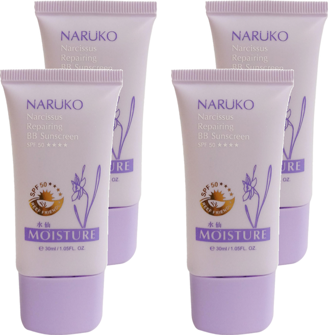 NARUKO 牛爾 台灣公司貨 水仙奇蹟修護BB防曬乳 SPF 50, 30ml, 4條