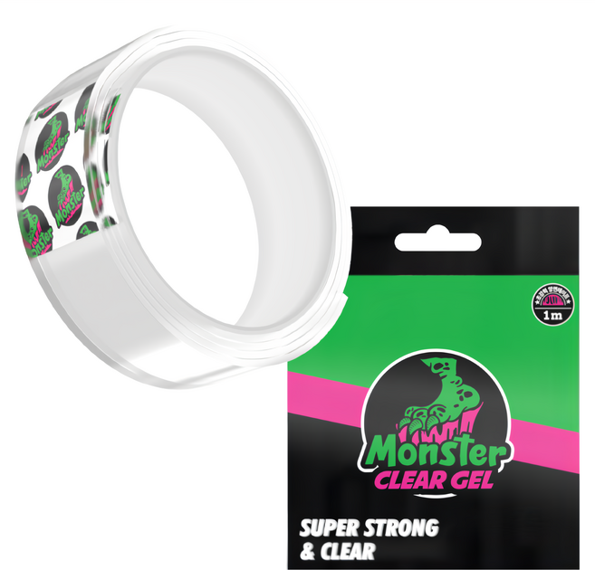 Monster CLEAR GEL HOOK 高黏度多功能矽膠雙面膠帶 30mm*1m, 透明, 1捲