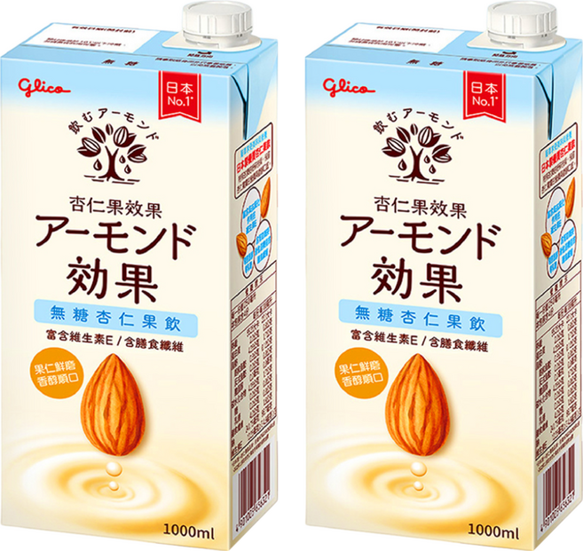 glico 格力高 杏仁果效果 無糖杏仁果飲, 1L, 2瓶