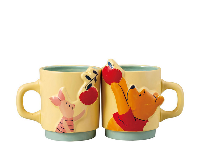 Winnie the Pooh 小熊維尼 POOH 陶瓷馬克對杯 265ml, 小熊維尼 黃色 + 綠色, 1組