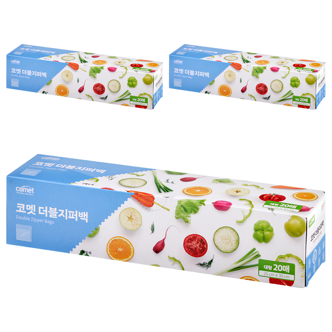 comet 雙層夾鍊袋, 大(L), 20個, 3盒