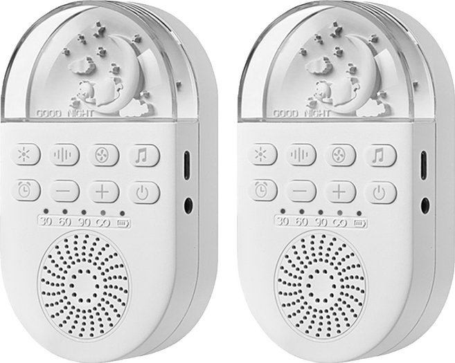 便攜式LED夜燈白噪音安撫除噪助眠儀 24首經典音樂 冷暖燈切換 定時功能 附便攜掛繩、USB線, Q8-02, 2個