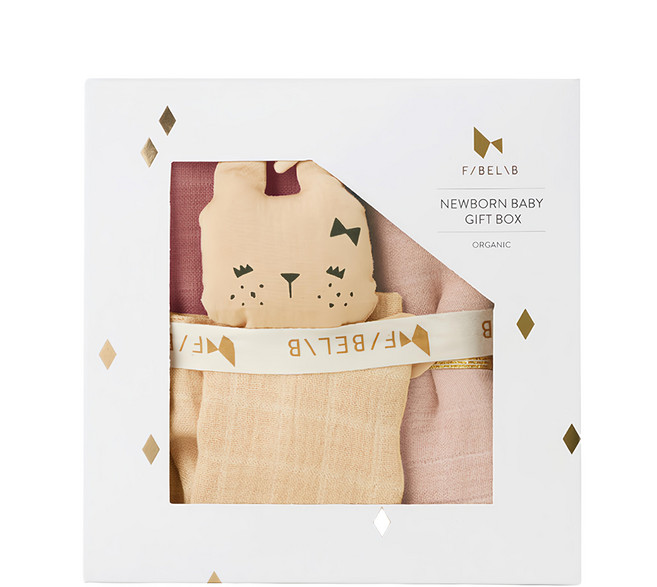 FABELAB 有機棉紗布巾禮盒3件組 (120x120cm*1pc / 60x60cm*1pc / 安撫巾*1pc), 麥香兔, 1組