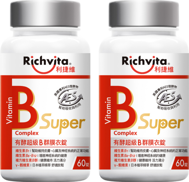 Richvita 利捷維 有酵超級B群膜衣錠, 60顆, 2罐
