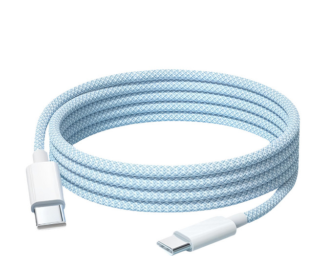 OMG 雙Type-C快充線 C to C 編織充電線 60W, 1m, 1條, 藍色