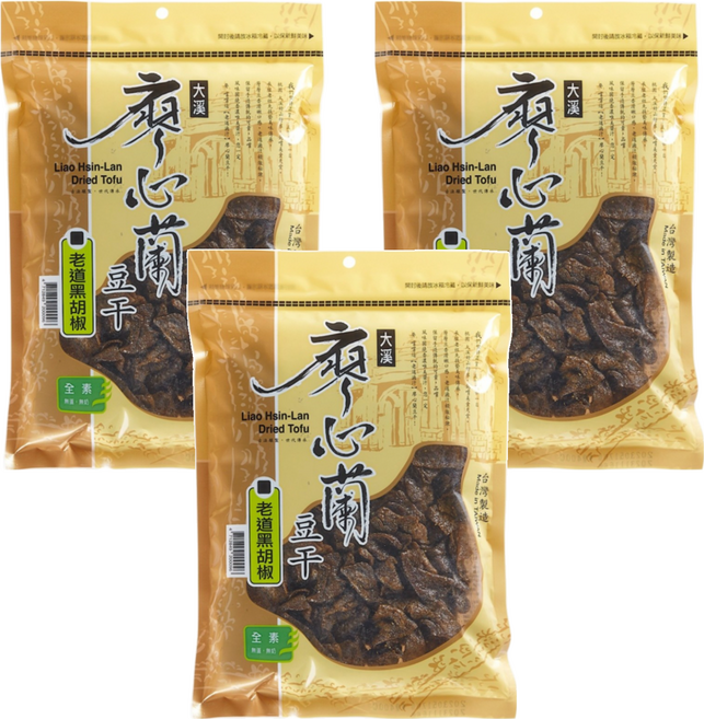 大溪廖心蘭豆干 老道黑胡椒, 400g, 3包