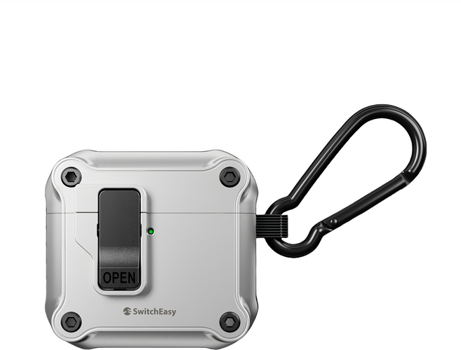 SwitchEasy 魚骨牌 Rugged Shield 耳機保護殼 Airpods 4 適用, 銀霧灰, 1個, 單一商品