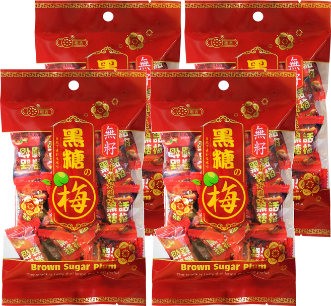 惠香食品 黑糖話梅糖 無籽 口味純正 香濃無比, 140g, 4袋