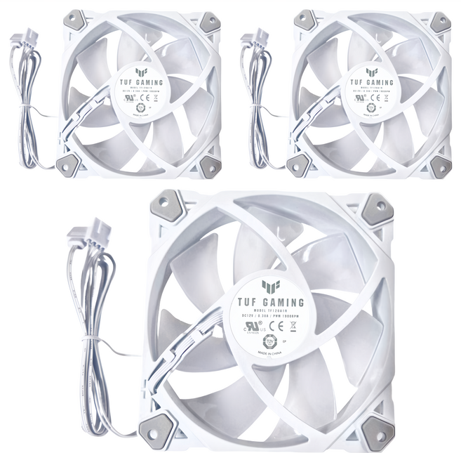 ASUS 華碩 TUF GAMING TF120 WHITE ARGB 3IN1 機殼散熱器 附控制器, 軍戎白, 3個