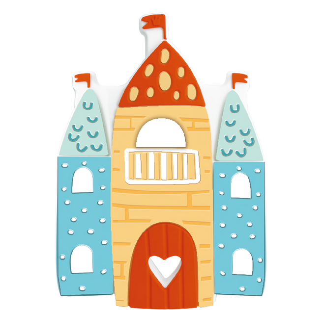 US baby 優生 咀嚼訓練咬咬玩具 食品級矽膠 耐高溫可消毒, 固齒器, 童話城堡 淡黃色, 1個