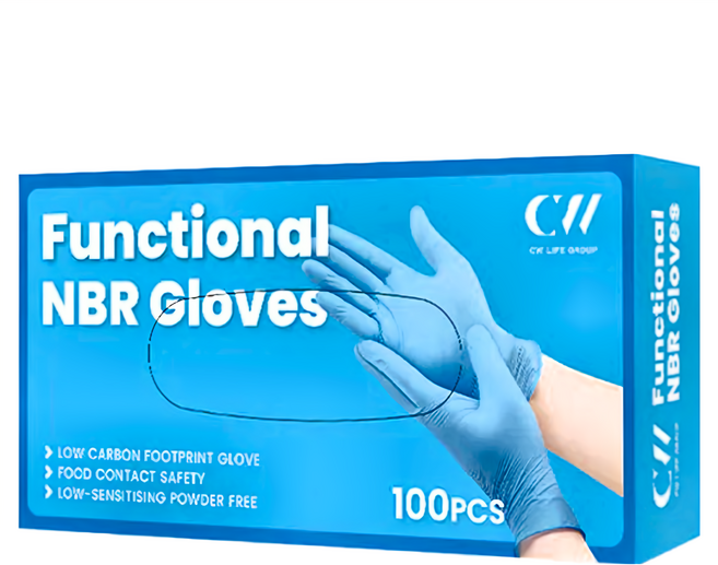 CW 可營 NBR丁晴一次性手套 100個, S, 藍色, 1盒