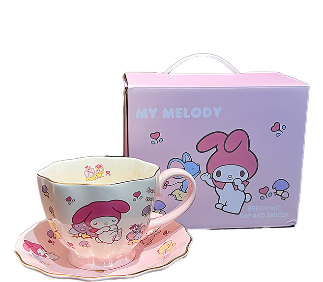 MY MELODY 美樂蒂 三麗鷗 咖啡杯碟 附描金, 1組