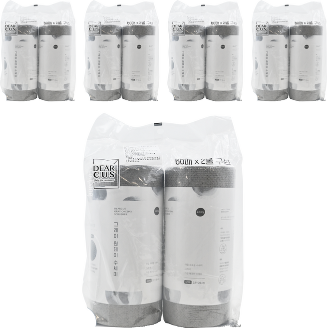 DEARCUS 捲筒型拋棄式洗碗布, 灰色, 60張, 10捲