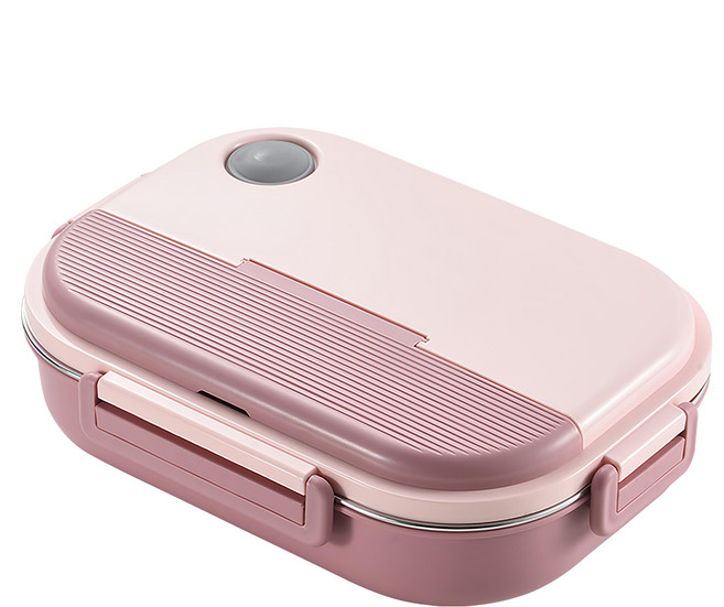 MASIONS 美心 PREMIUM 皇家316不鏽鋼分隔保溫便當盒 4格 可微波 附餐具 + 湯碗, 1個, 櫻花粉