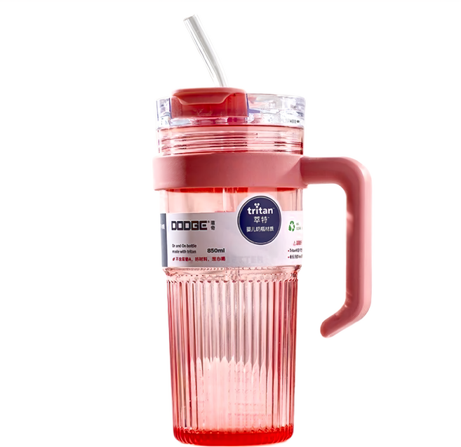DODGE 道奇 冰壩杯 贈吸管 + 茶隔, 櫻花粉, 1個, 850ml