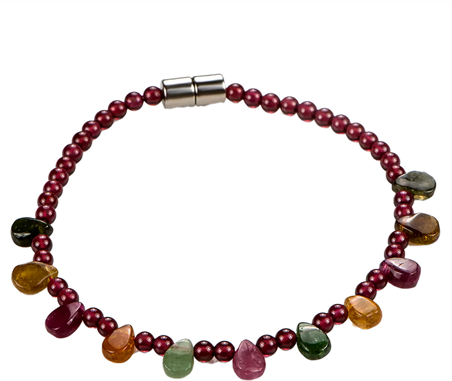 馥瑰馨盛 石榴石圓珠碧璽手鍊 手圍約17CM